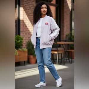 Nike Sportswear Team Nike Women's Jacket Purple Sz L Button Up Windbreaker